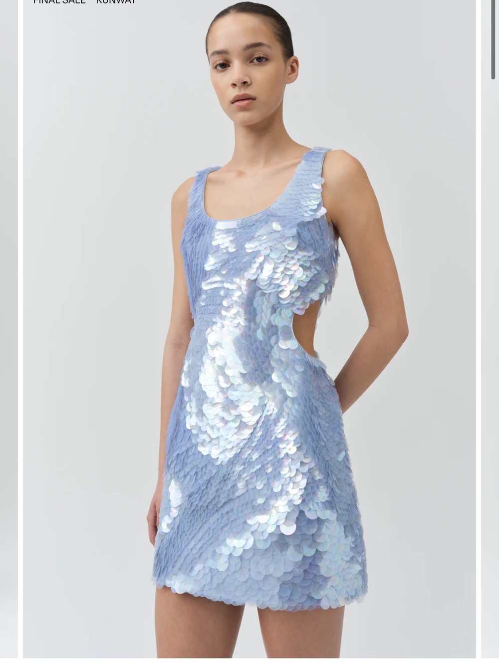 Jonathan Simkhai Iridescent Light Blue Sequin Mini Dress
